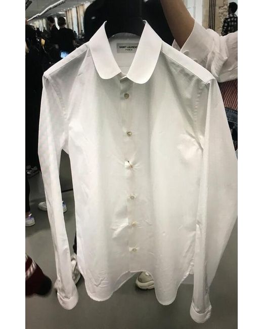 Saint Laurent White Peter Pan Collar Shirt for men