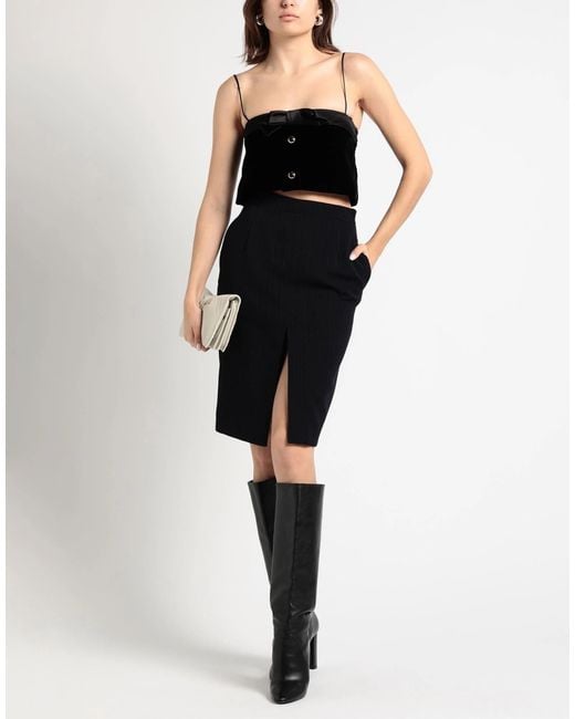 Saint Laurent Black Pinstriped Pencil Skirt
