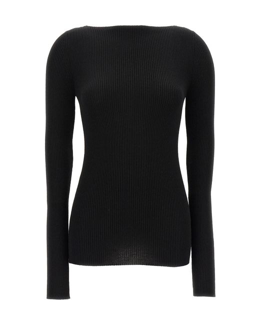 Rick Owens Black Ribbed-Knitted Top