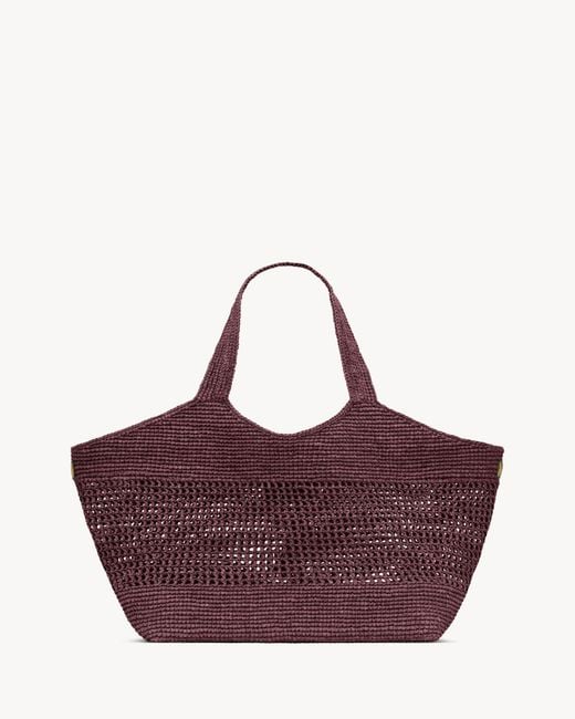 Saint Laurent Purple Icare Raffia Medium Handbag