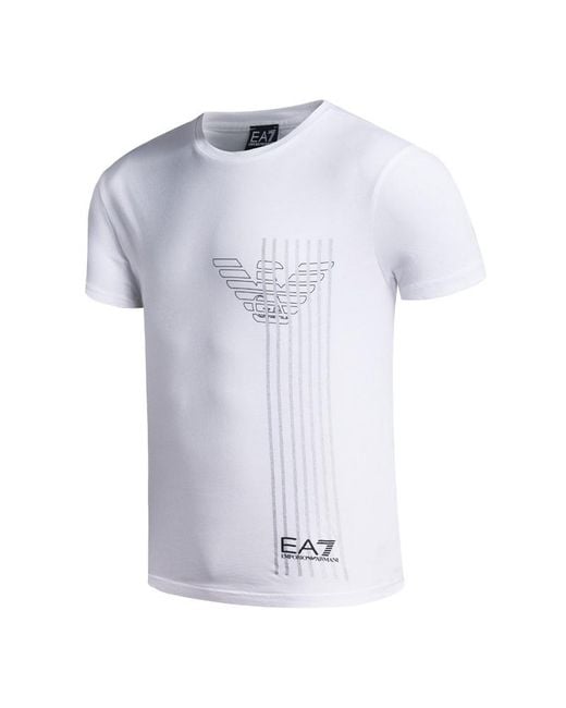 EA7 White Round-Necked Logo T-Shirt for men