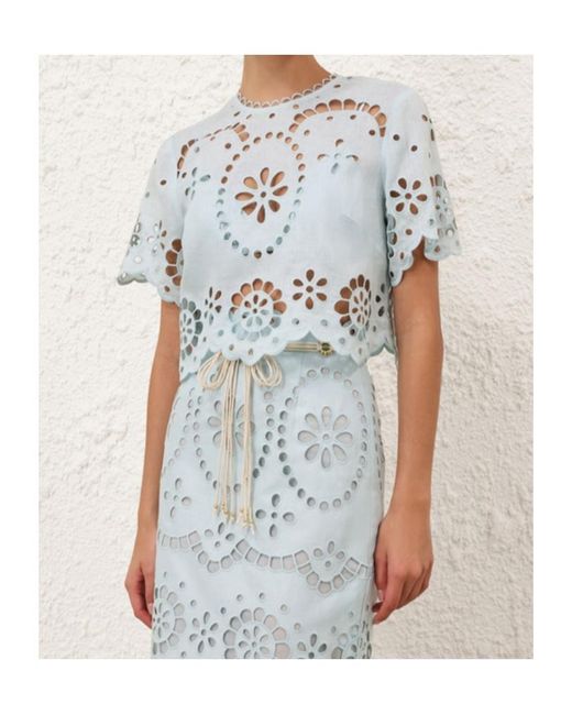 Zimmermann Blue Awaken Embroidered Bodice