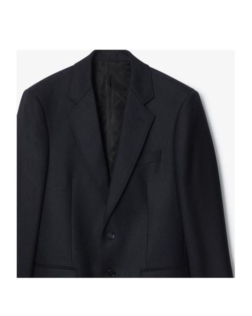 Burberry Blue Check Wool Tailored Jacket for men