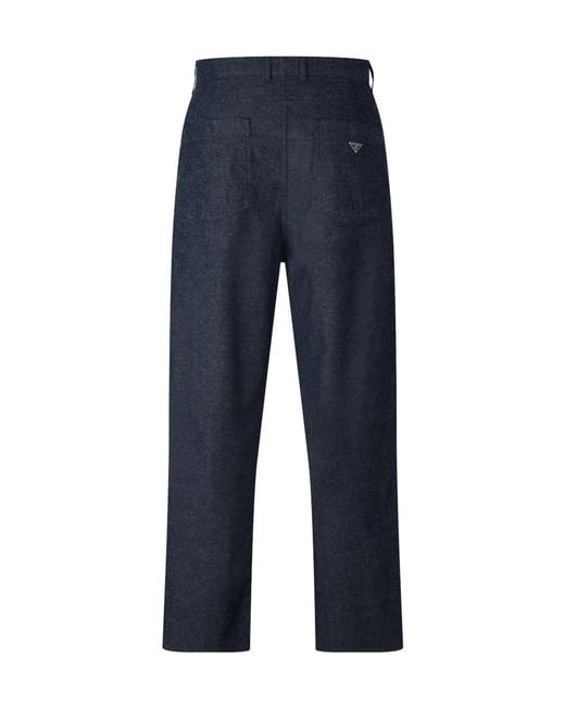 Prada Blue Dark Straight-Leg Trousers for men
