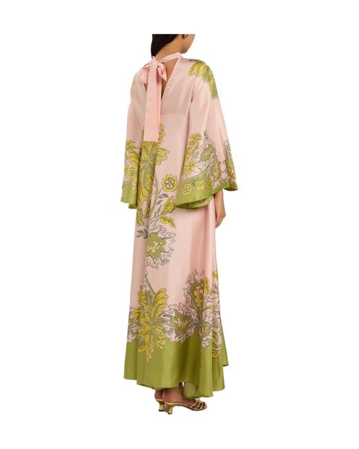 LaDoubleJ Yellow Magnifico Printed Silk Maxi Dress