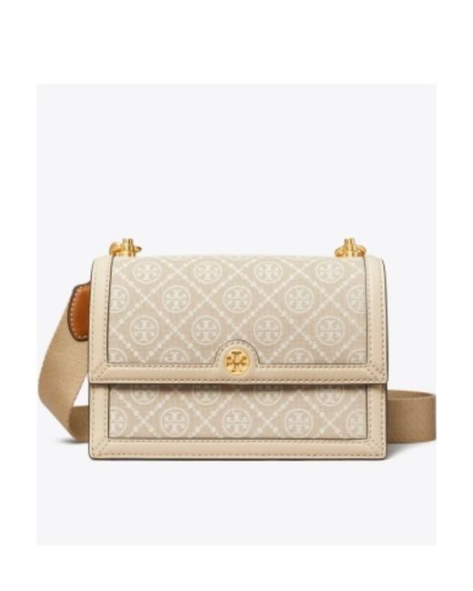 Tory Burch Natural T Monogram Small Shoulder Bag