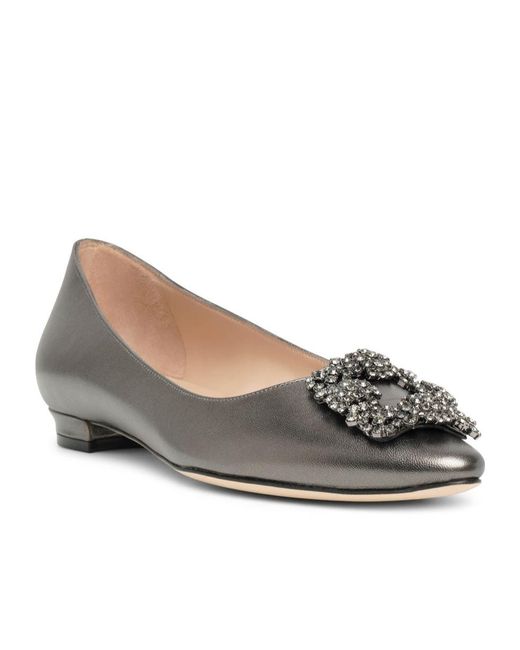 Manolo Blahnik Brown Metallic Nappa Ballerinas