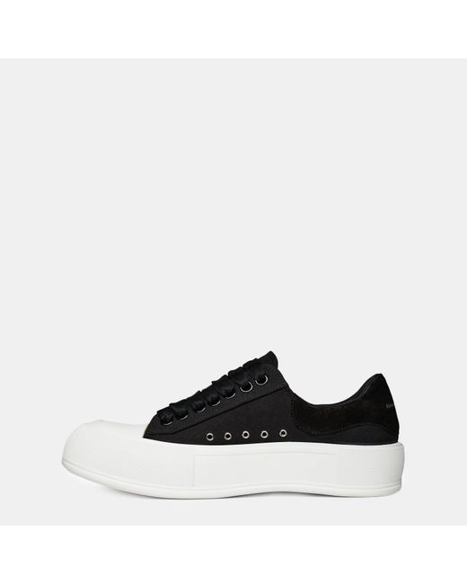 McQueen Black Lace Up Plimsoll Trainers