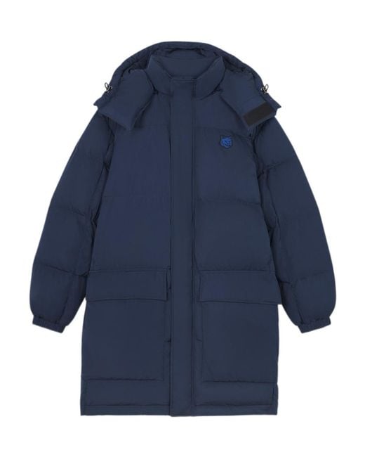 Maison Kitsuné Blue Fox-Appliqué Padded Coat for men