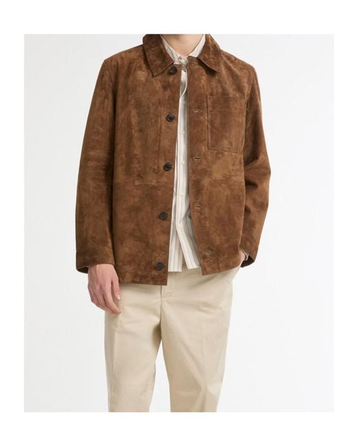 Yves Salomon Brown Buttoned Suede Jacket