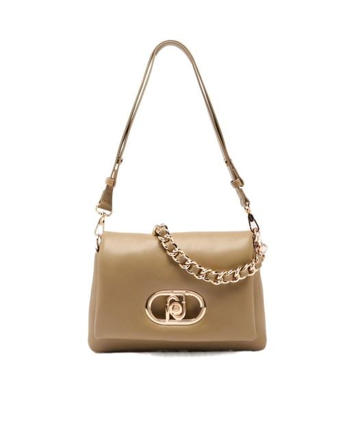 Liu Jo White Lapuffy Medium Braided Chain Logo Crossbody Bag