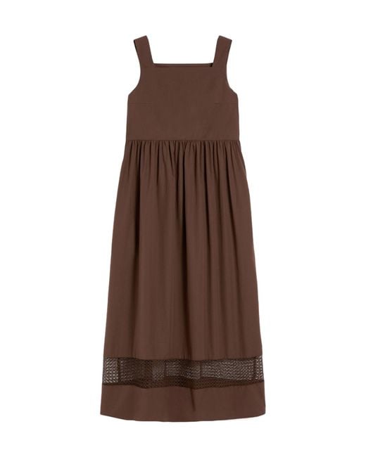 Weekend by Maxmara Brown Cotton Lace-Trim Midi Dress