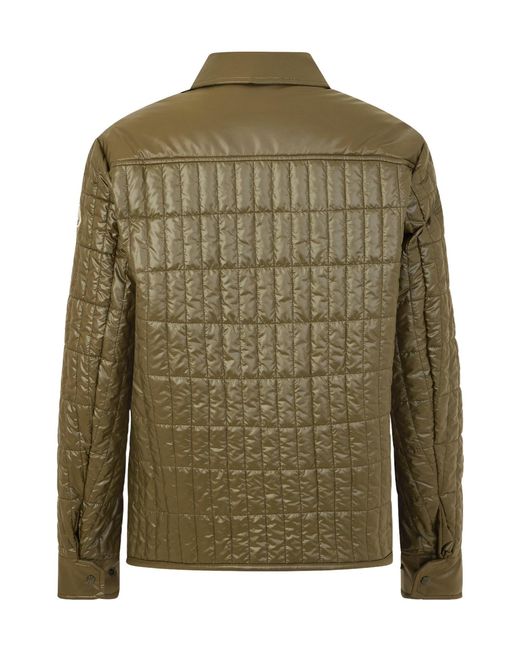 Moncler Green Quilted Check Overshirt Jacket for men