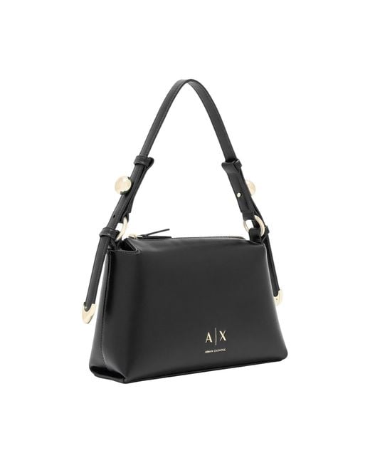 ARMANI EXCHANGE Black Logo-Print Shoulder Bag