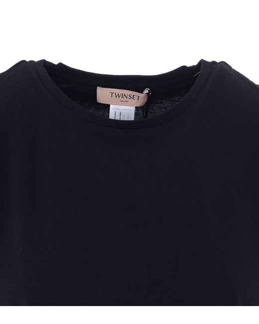 Twinset Blue Bow Sleeve T-Shirt