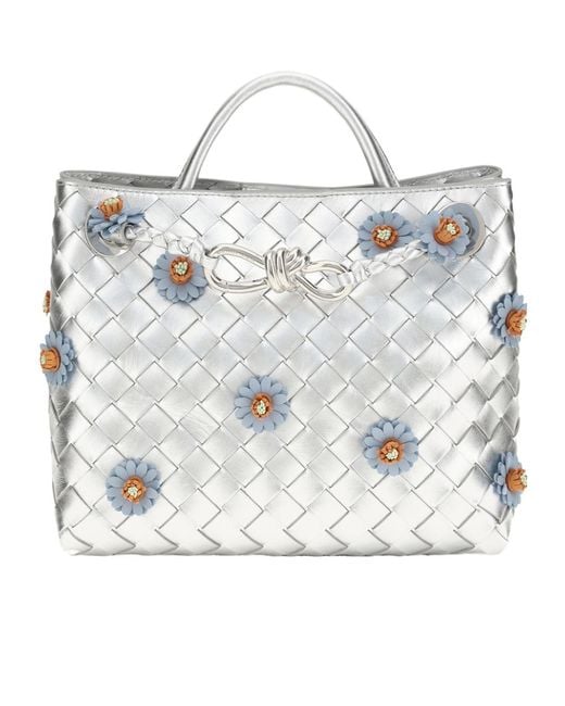Bottega Veneta Gray Floral Detail Shoulder Bag
