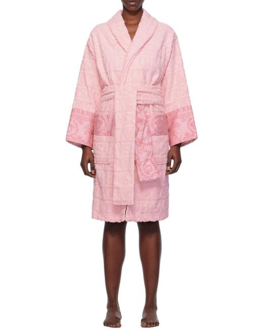 Versace Pink I Love Baroque Belted Bathrobe for men