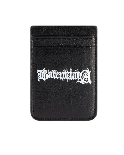 Balenciaga Black Cash Magnet Card Holder Diy Metal for men