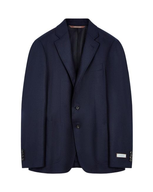 Canali Blue Long-Sleeve Blazer for men