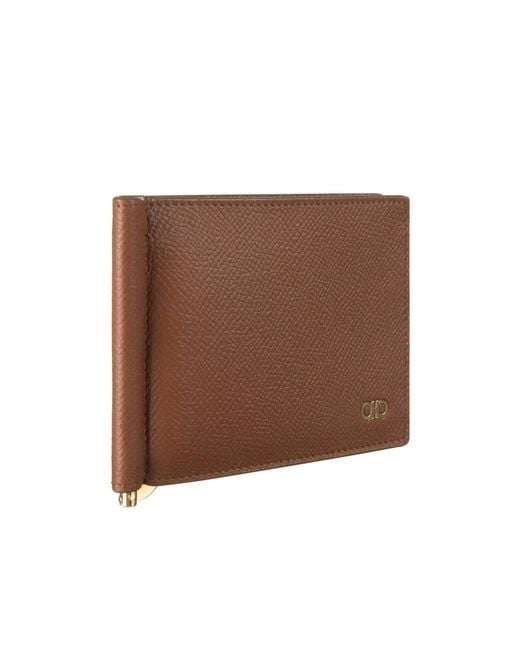 Ferragamo Brown Micro Gancio Card Holder for men