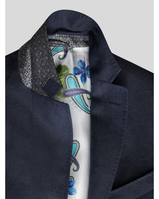 Etro Blue Floral Printed Single-Breasted Blazer for men