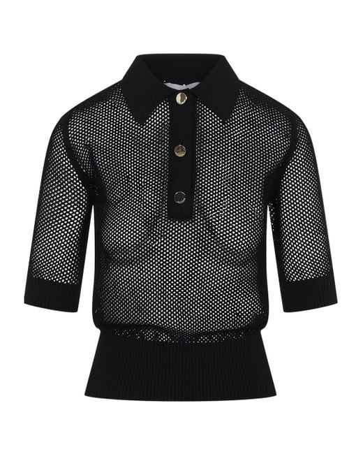 Sportmax Black Casta Button Detailed Short-Sleeved Polo Top
