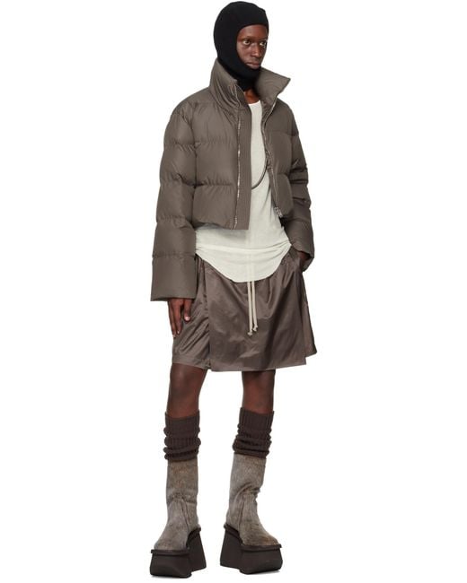 Moncler Brown Moncler Rick Owens Cropped Cyclopic Jacket for men