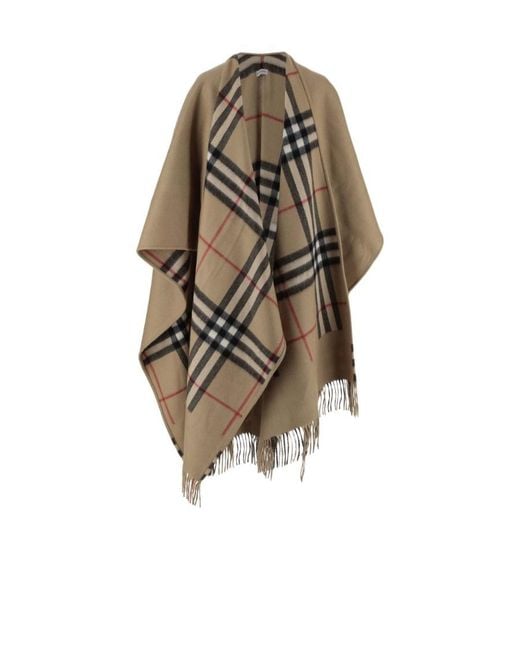 Burberry Multicolor Check Cashmere Wool Cape