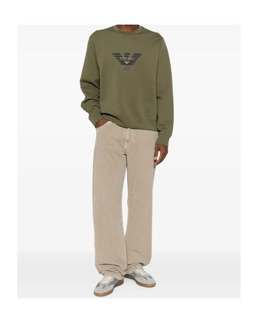 Emporio Armani Green Logo-Print Crew-Neck Sweatshirt for men