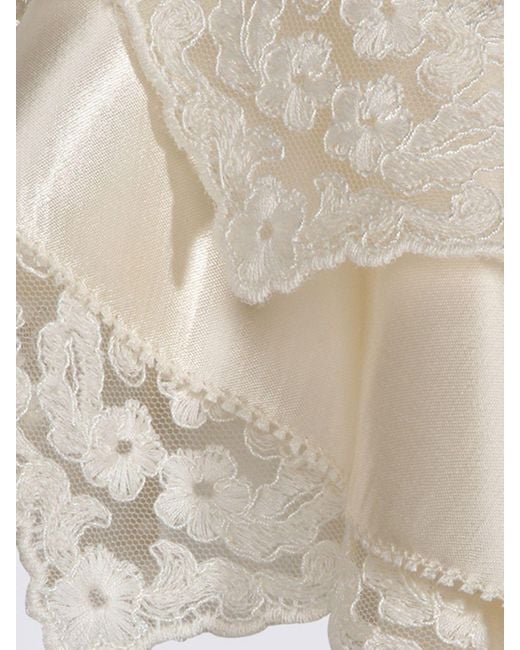Alberta Ferretti White V-Neck Dress