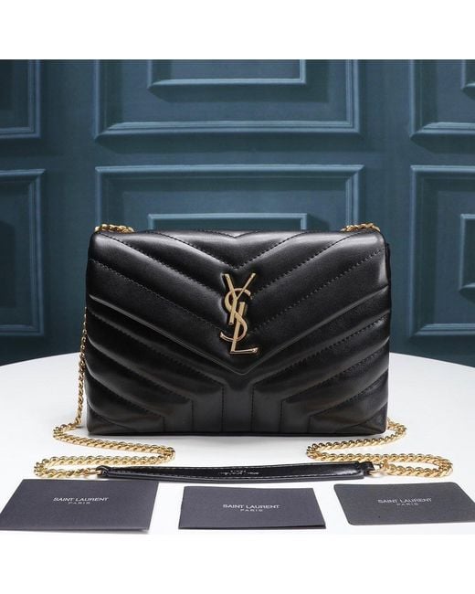 Saint Laurent Black Loulou Matelassé Small Shoulder Bag