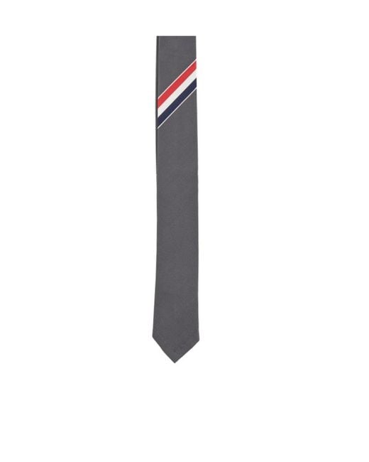Thom Browne White Rwb Stripe Tie for men