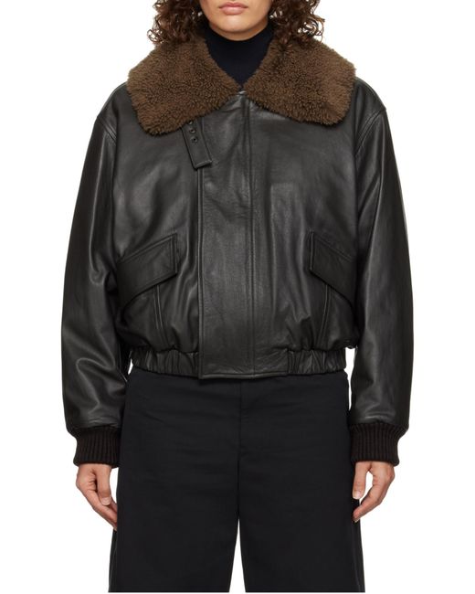 Lemaire Black Relaxed Fit Leather Blouson