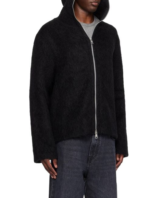 Our Legacy Black Full Zip Hooded Sweater for men