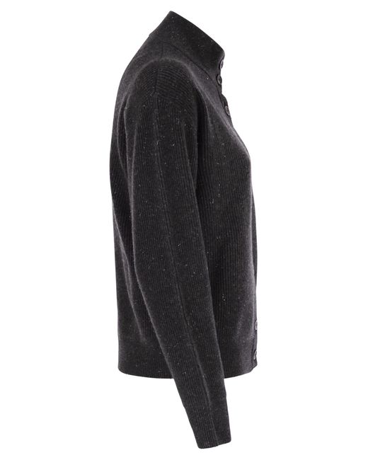 Peserico Black Button-Up High Neck Cardigan
