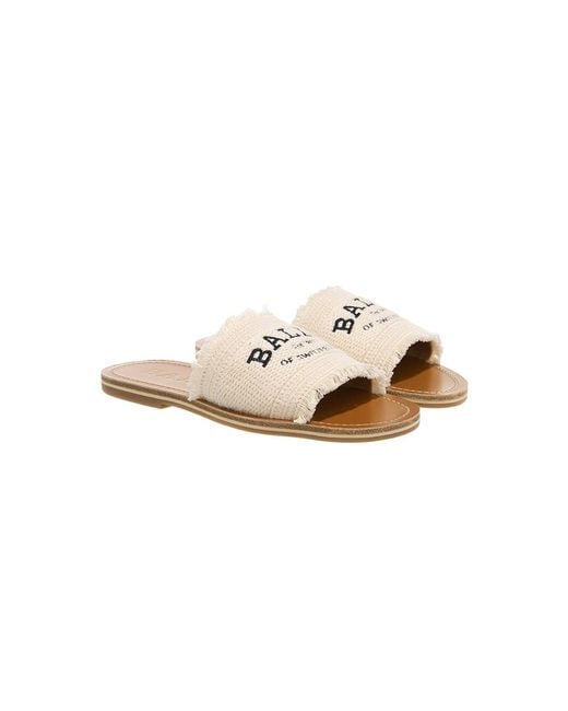 Bally White Logo-Embroidered Slide Sandals