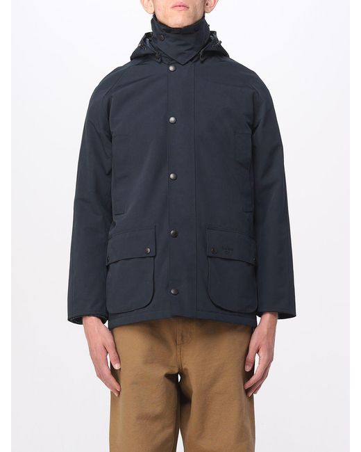Barbour Blue Button-Up Hooded Jacket for men