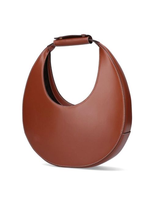 Staud Brown Moon Logo Debossed Tote Bag
