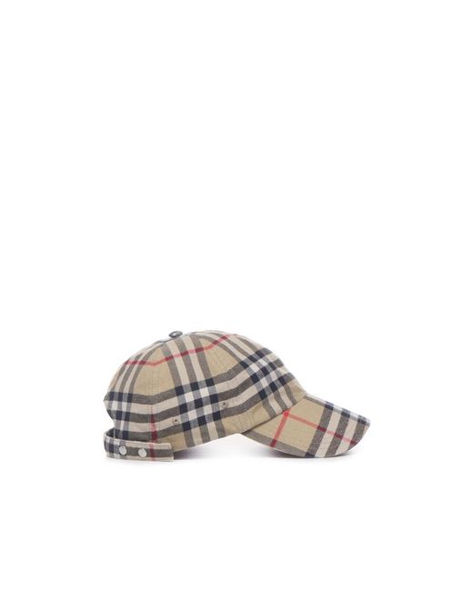 Burberry White Checked Curved-Peak Baseball Cap for men