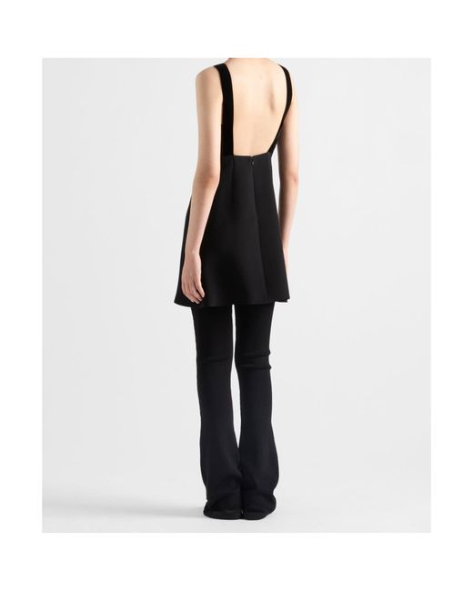 Prada Black Bow Detailed Cady Mini Dress