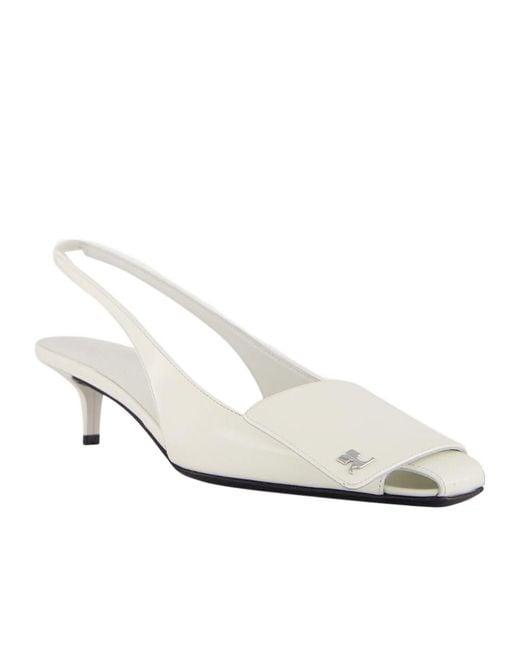 Courreges White Courrèges Fold Iced Leather Slingback Pumps