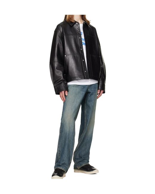 Helmut Lang Black Lapel Leather Jacket for men