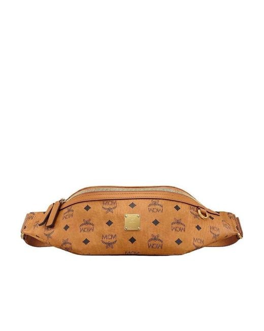 MCM ボディバッグ ロゴプリント ブラウン MCM Visetos Logo Print Belt Bag in Brown for Men | Lyst