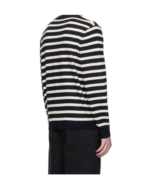 A.P.C. Blue Striped Knitted Jumper for men