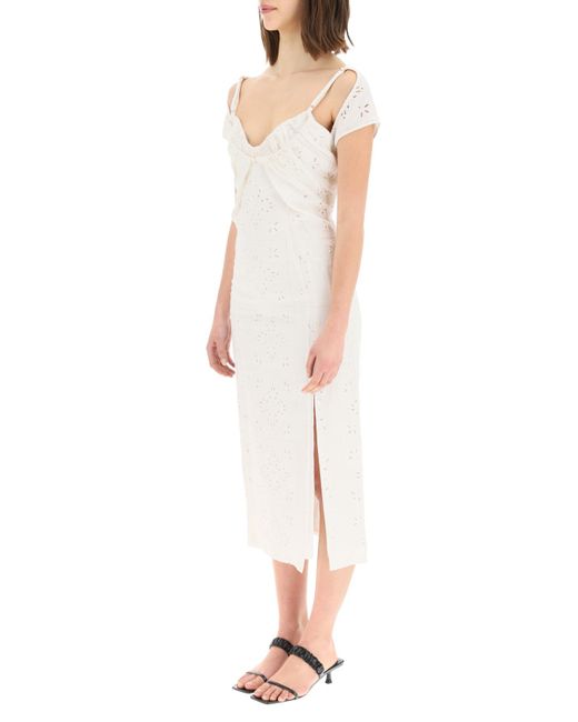 Jacquemus White Embroidered Midi Dress