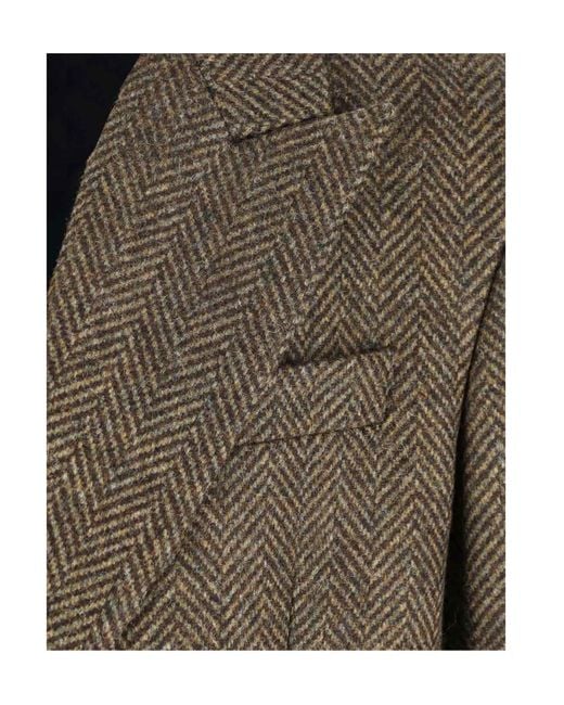 sunflower Brown Herringbone Double-Breasted Coat for men