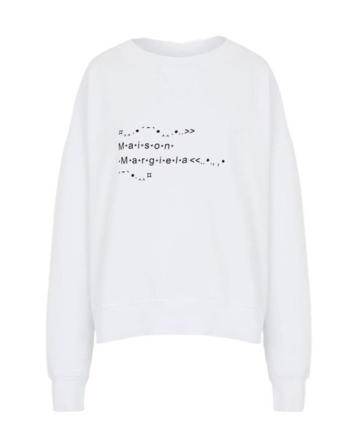 Maison Margiela White Logo Printed Crewneck Sweatshirt