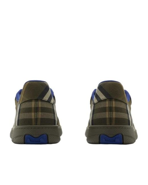 Burberry Green Checked Terrace Lace-Up Sneakers for men