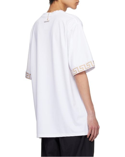 Versace White Greca-Trim Crewneck T-Shirt for men