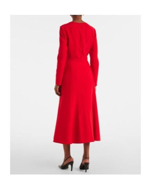 Carolina Herrera Red Belted Crêpe Midi Dress